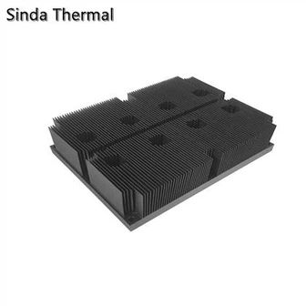 Dissipateur de chaleur à ailettes skiquées en aluminium anodisé noir